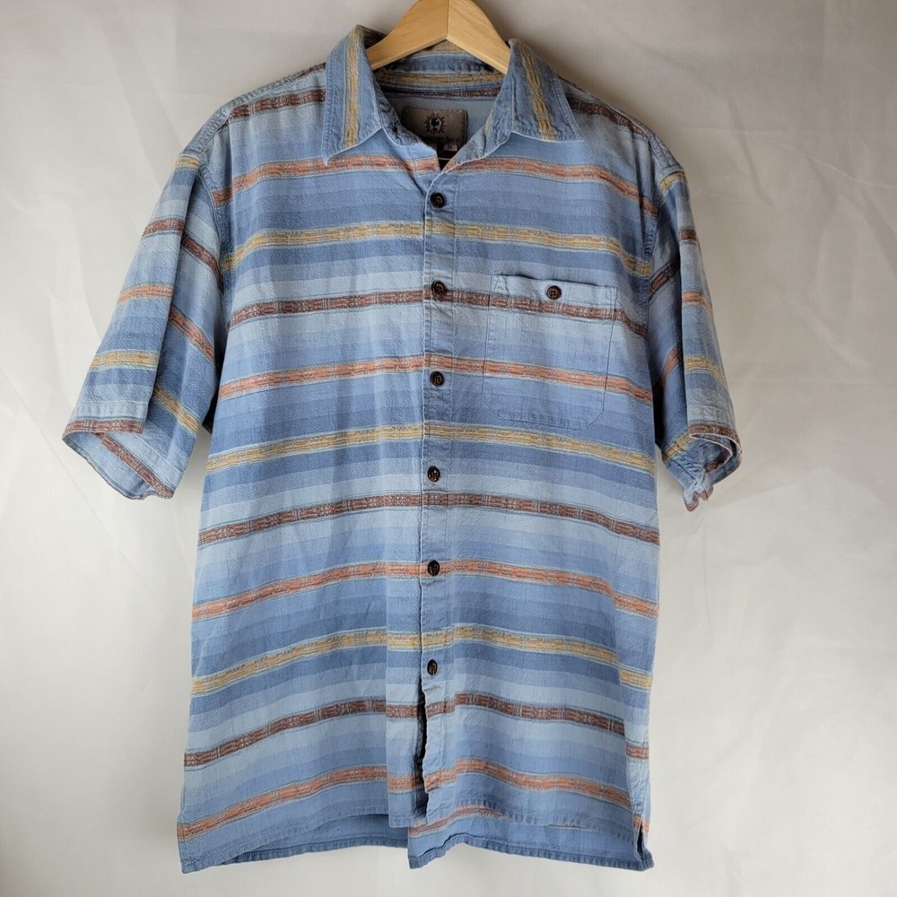 Territory Ahead Shirt Mens XL Blue Button Up Short Sleeve Southwestern Textured